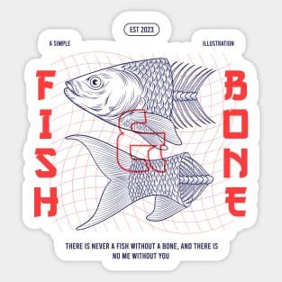 Fish & Bone design Sticker